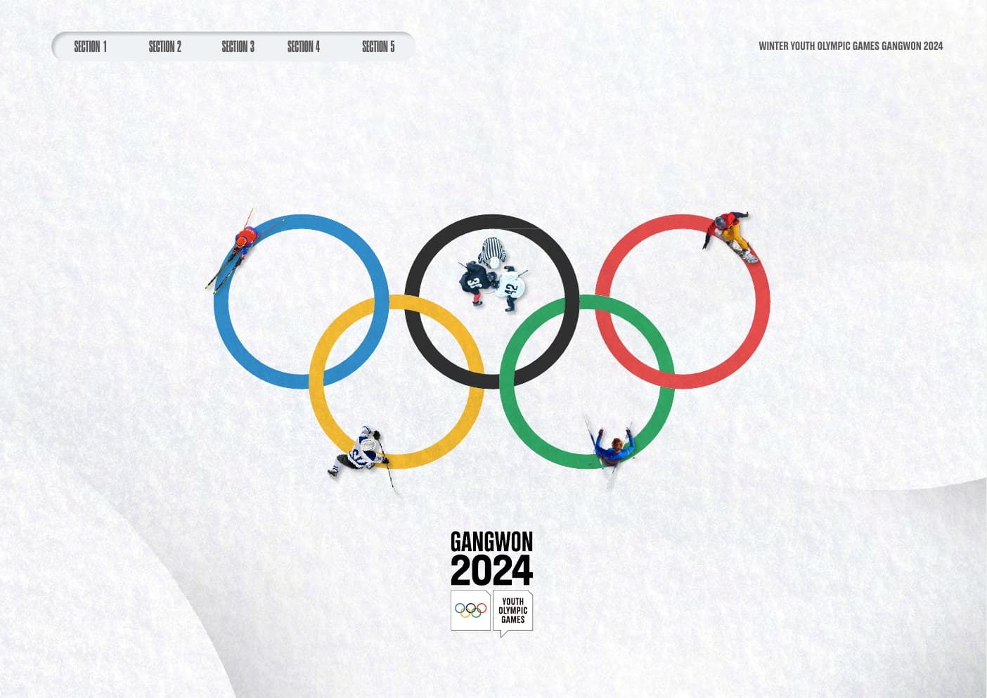 2024 강원 동계청소년올림픽대회 보고서의 오륜 그래픽 표지